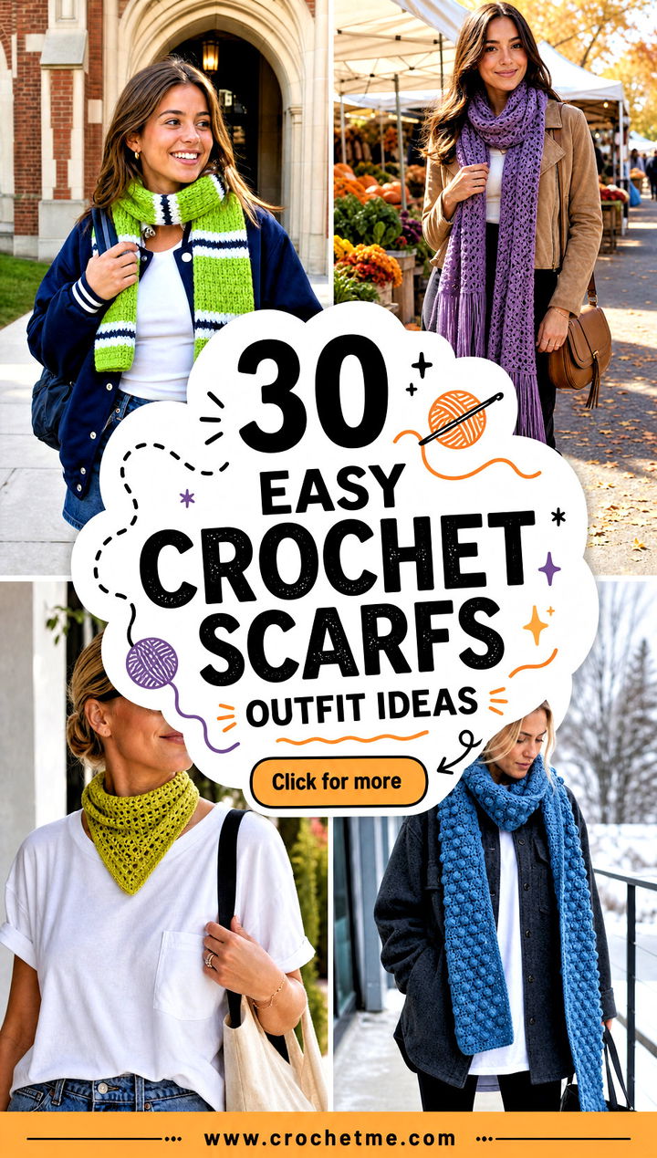 30 easy crochet scarfs outfit ideas - 30 easy crochet scarfs outfit ideas