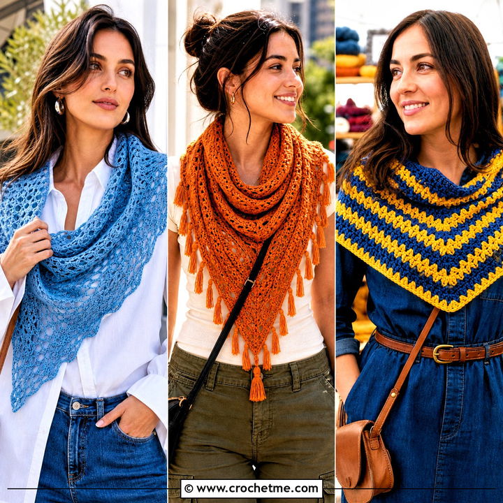 30 Easy Crochet Triangle Shawl Outfit Ideas for Fall Style