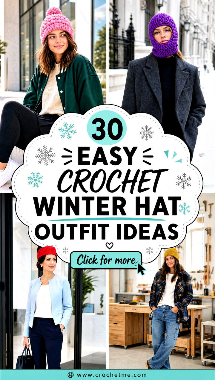 30 easy crochet winter hat outfit ideas - 30 easy crochet winter hat outfit ideas