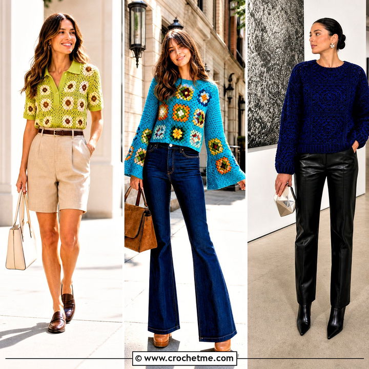 30 Easy Granny Square Sweater Outfit Ideas for Cozy Fall