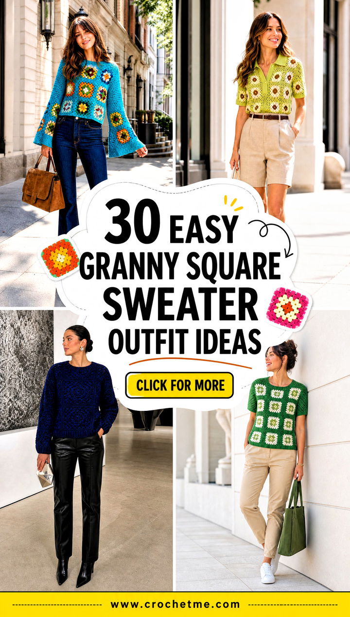 30 easy granny square sweater outfit ideas - 30 easy granny square sweater outfit ideas