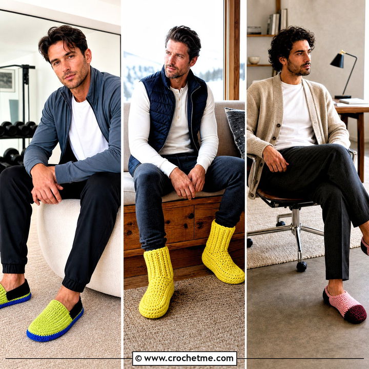 30 Easy Mens Crochet Slippers Outfit Ideas for Cozy Gifts