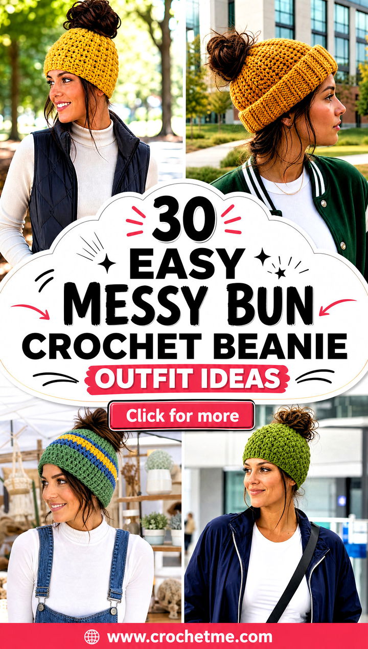30 easy messy bun crochet beanie outfit ideas - 30 easy messy bun crochet beanie outfit ideas