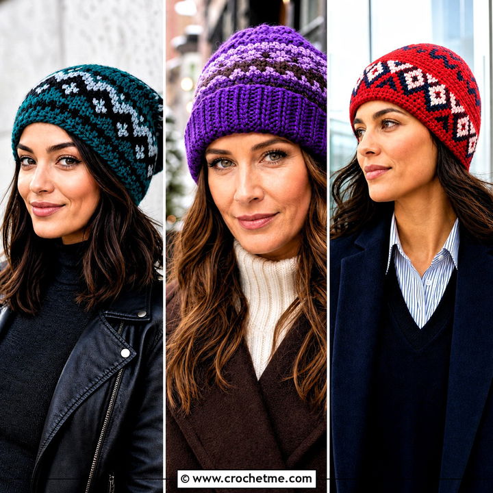 30 Fair Isle Crochet Hat Outfit Ideas for Cozy Winter Color