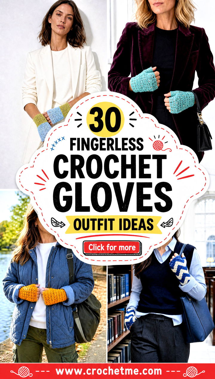 30 fingerless crochet gloves outfit ideas - 30 fingerless crochet gloves outfit ideas