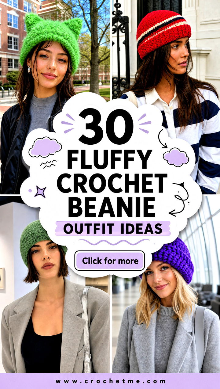 30 fluffy crochet beanie outfit ideas - 30 fluffy crochet beanie outfit ideas