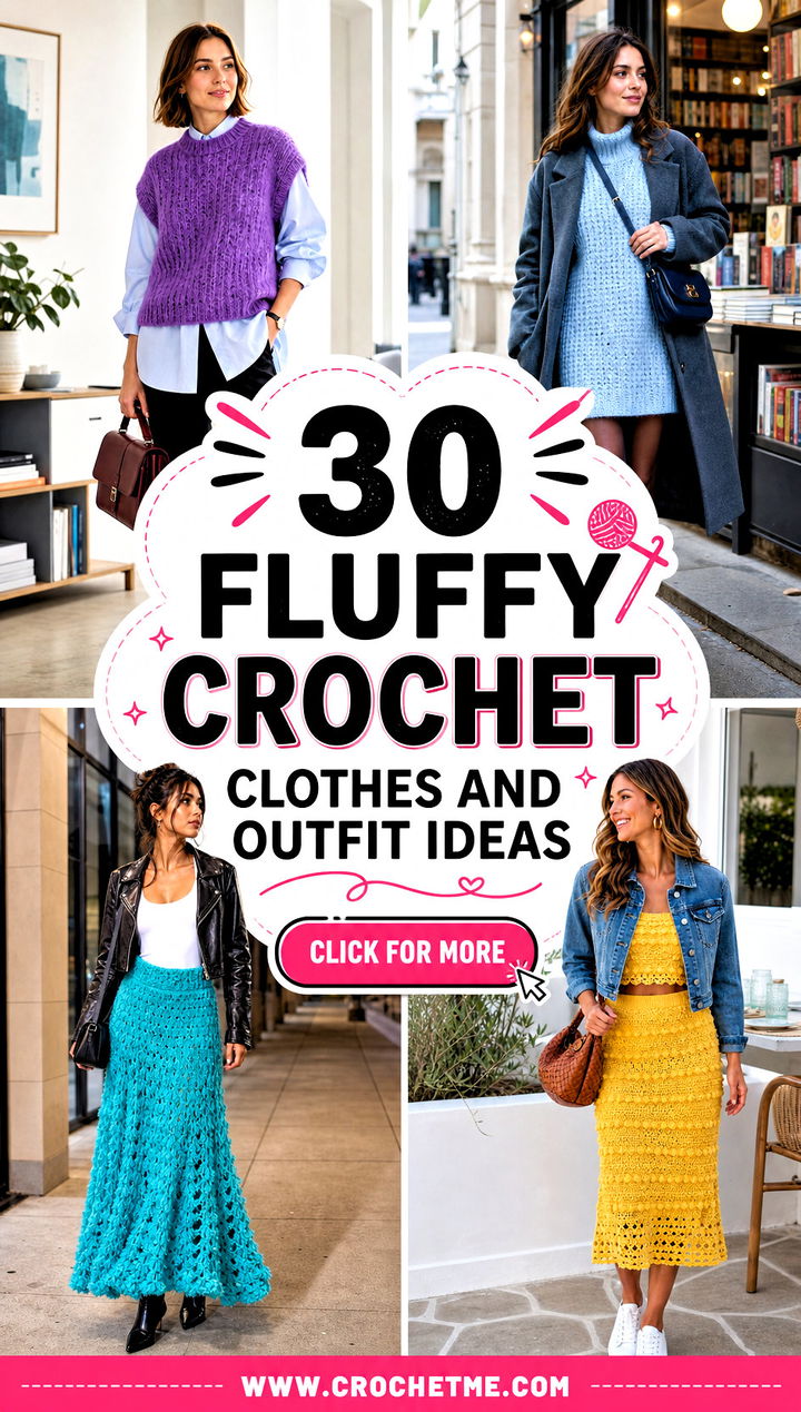 30 fluffy crochet clothes and outfit ideas - 30 fluffy crochet clothes and outfit ideas