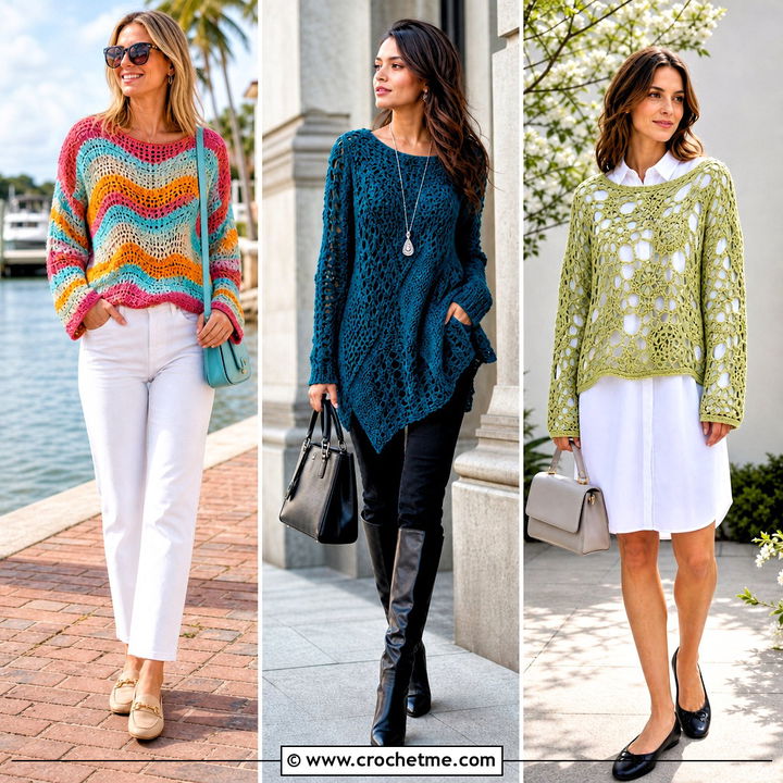30 Freeform Crochet Sweater Outfit Ideas for Artsy Style