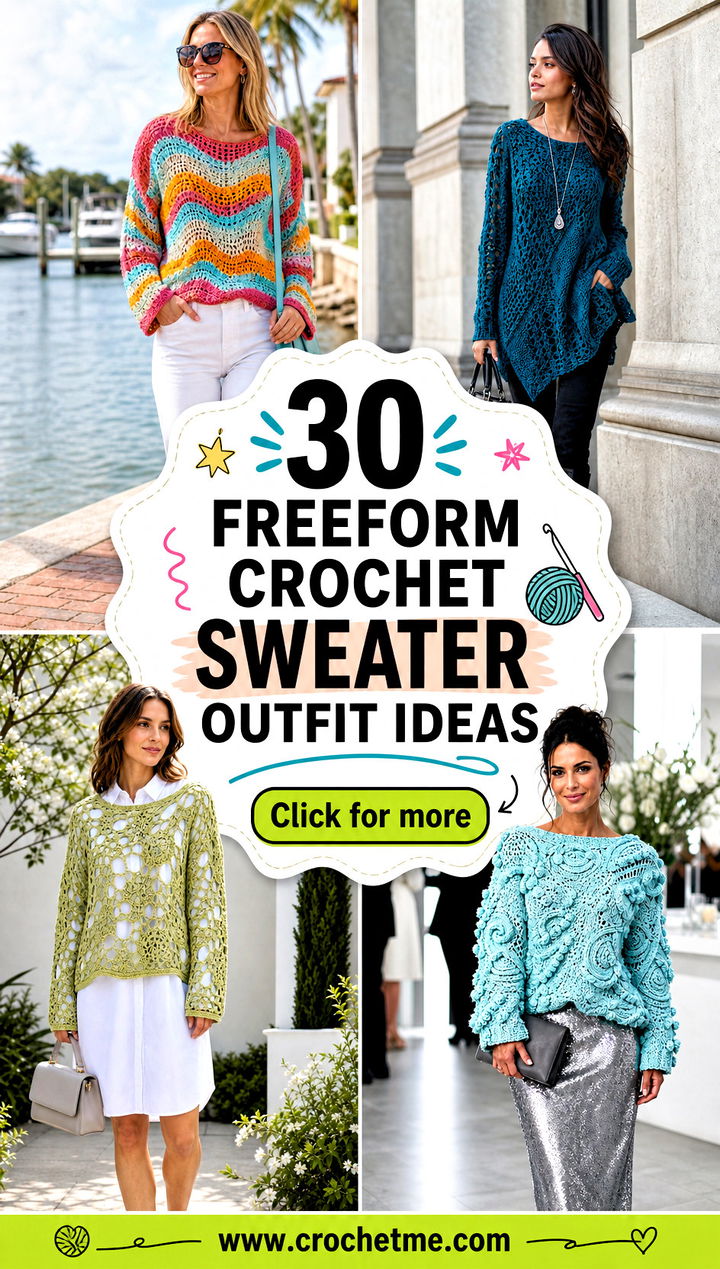 30 freeform crochet sweater outfit ideas - 30 freeform crochet sweater outfit ideas
