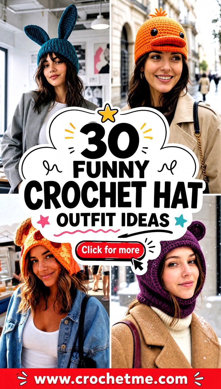 30 funny crochet hat outfit ideas - 30 funny crochet hat outfit ideas