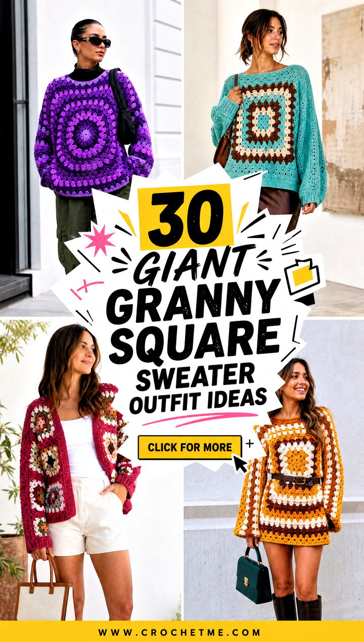 30 giant granny square sweater outfit ideas - 30 giant granny square sweater outfit ideas