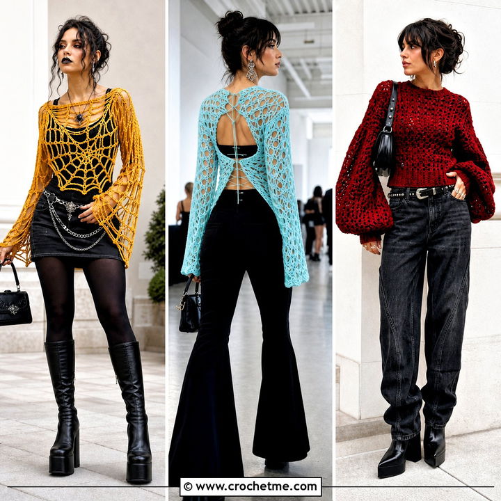 30 Goth Crochet Sweater Outfit Ideas for a Dark, Chic Look