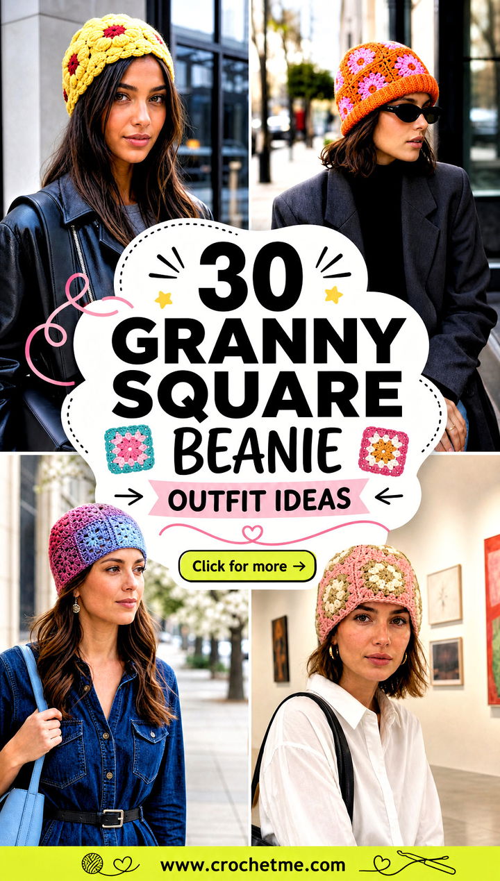 30 granny square beanie outfit ideas - 30 granny square beanie outfit ideas