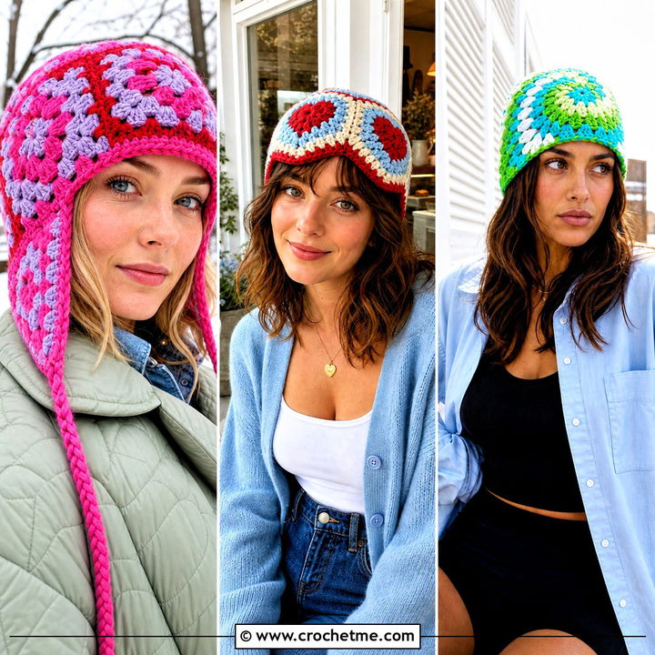 30 Granny Square Crochet Beanie Outfit Ideas for Cozy Days