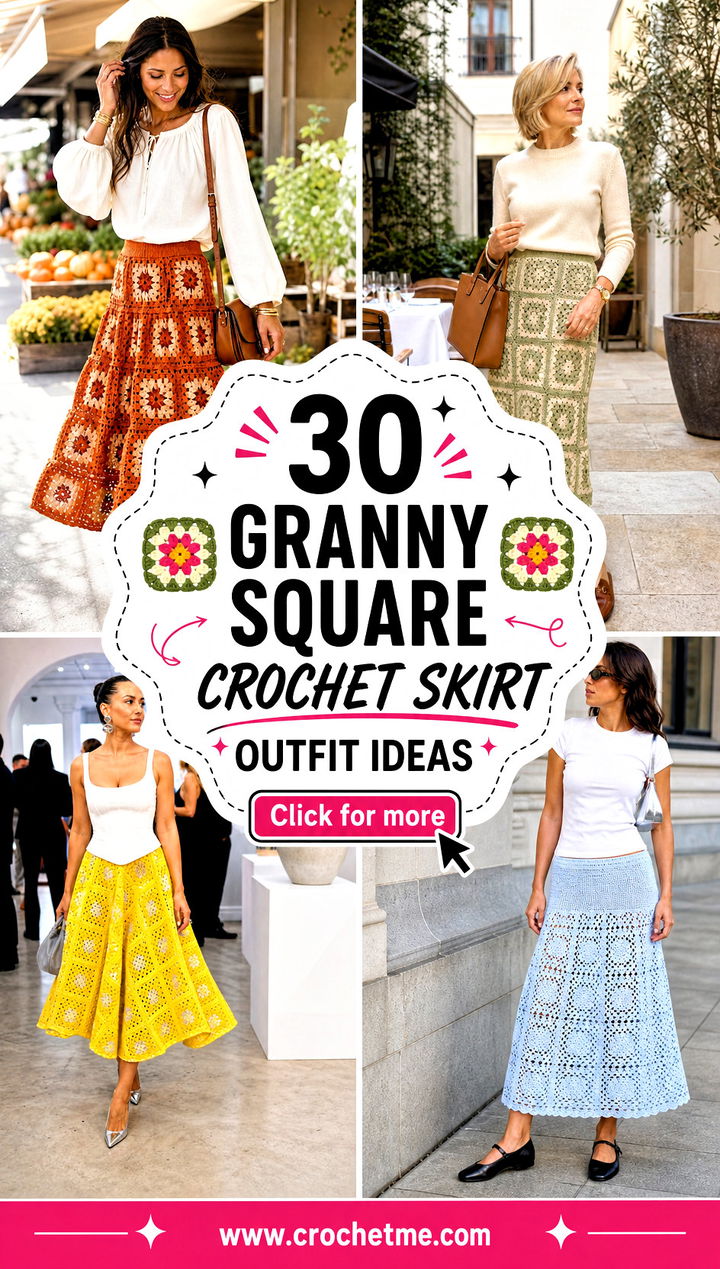 30 granny square crochet skirt outfit ideas - 30 granny square crochet skirt outfit ideas