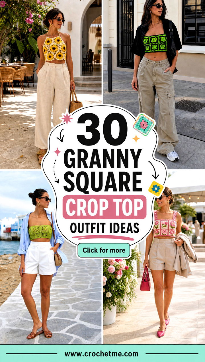 30 granny square crop top outfit ideas - 30 granny square crop top outfit ideas