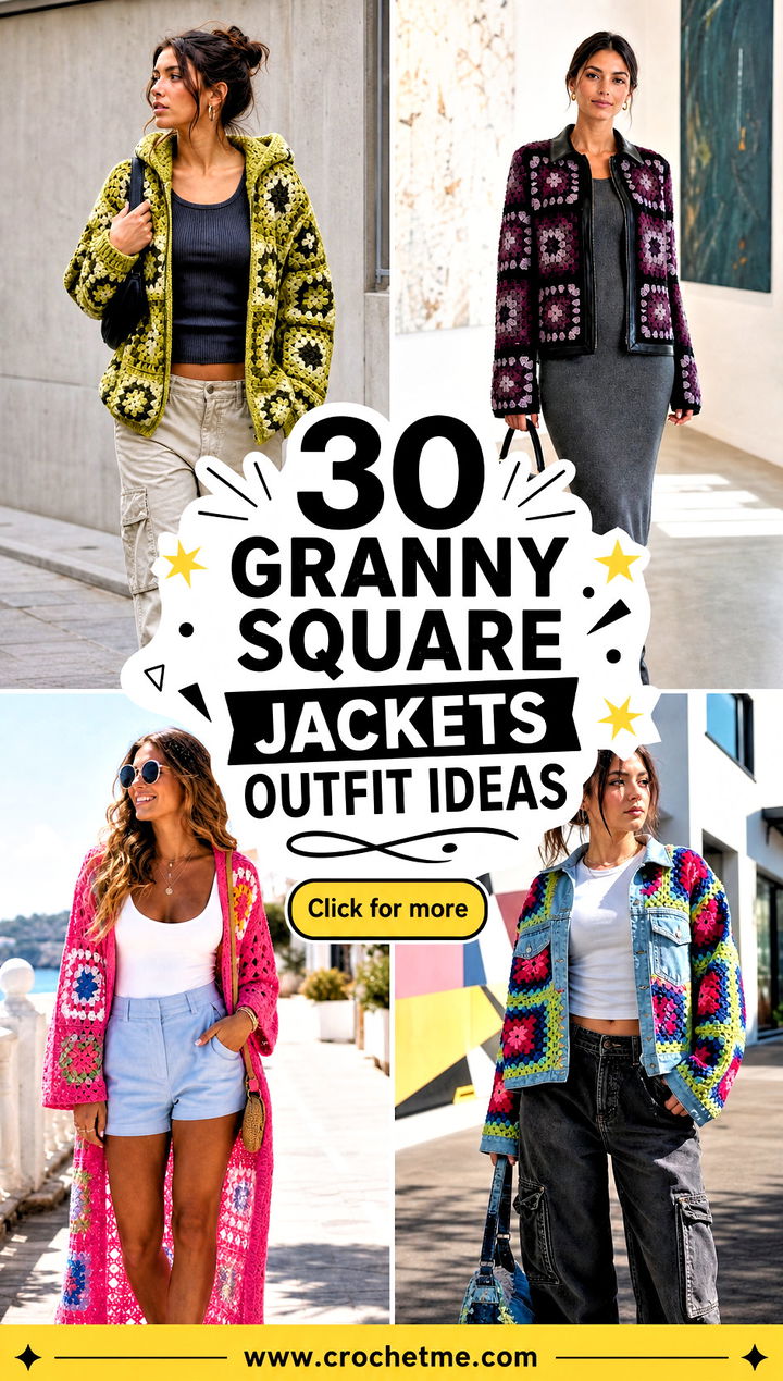30 granny square jackets outfit ideas - 30 granny square jackets outfit ideas