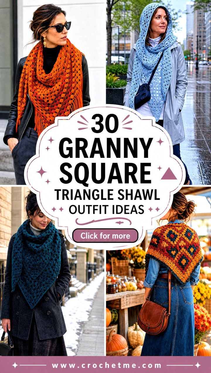 30 granny square triangle shawl outfit ideas - 30 granny square triangle shawl outfit ideas