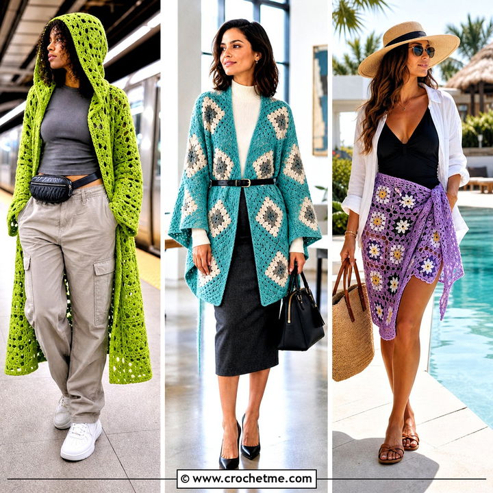 30 Granny Square Wrap Outfit Ideas for Effortless Layering