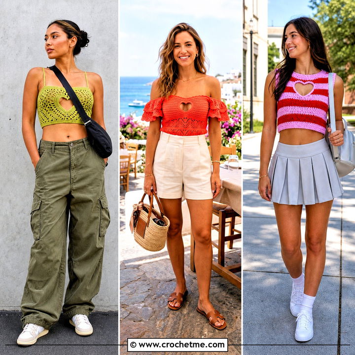 30 Heart Cutout Crochet Top Outfit Ideas for Romantic Style