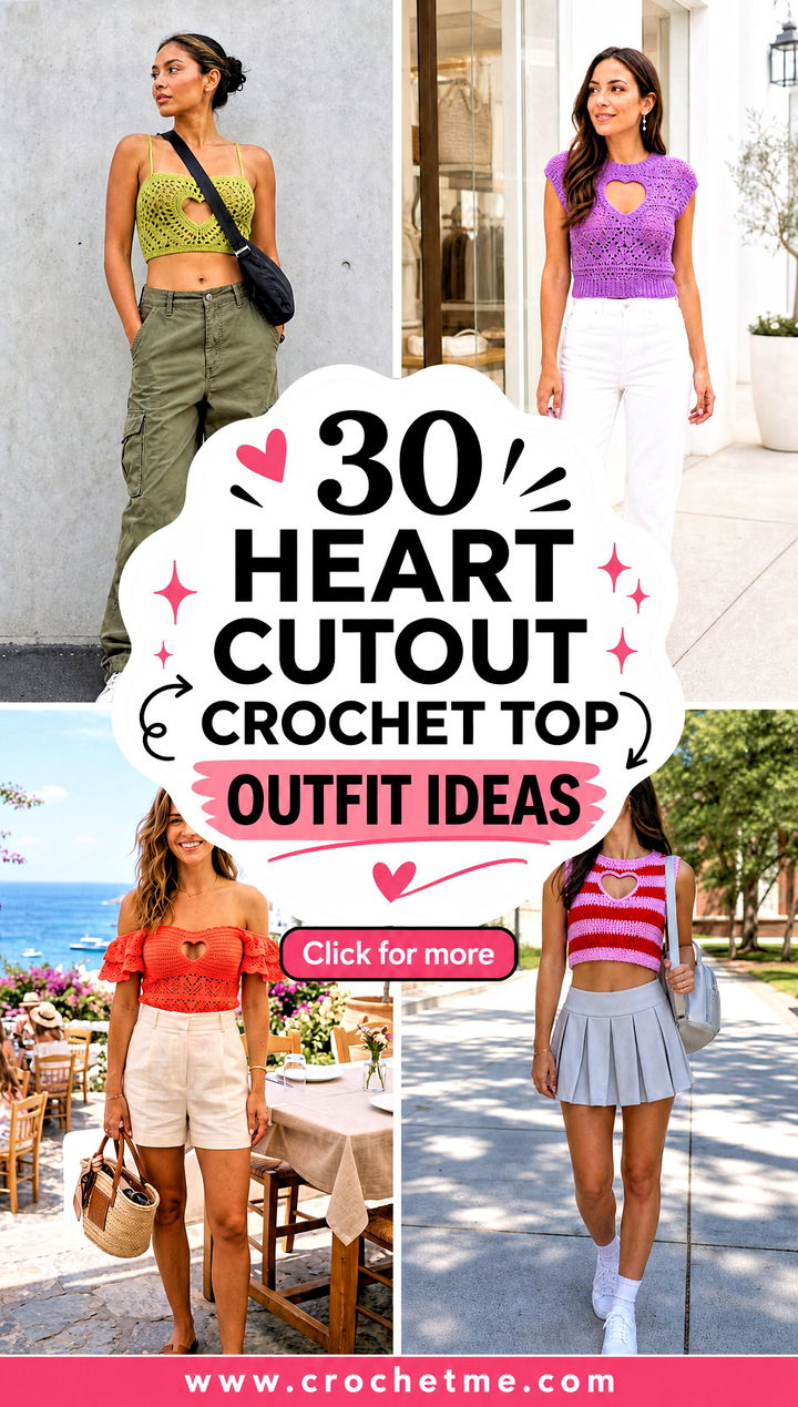 30 heart cutout crochet top outfit ideas - 30 heart cutout crochet top outfit ideas
