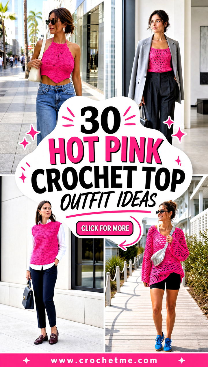 30 hot pink crochet top outfit ideas - 30 hot pink crochet top outfit ideas