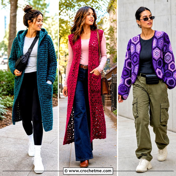 30 Long Crochet Cardigan Outfit Ideas for Effortless Layers