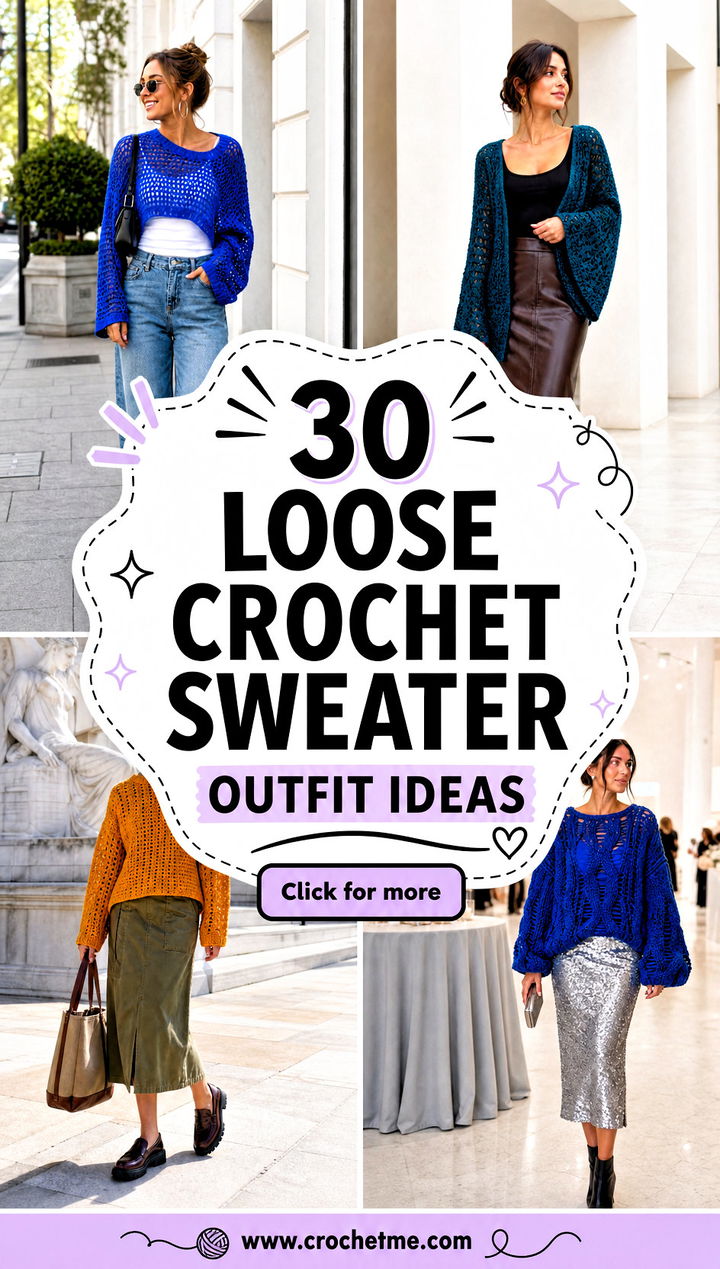 30 loose crochet sweater outfit ideas - 30 loose crochet sweater outfit ideas