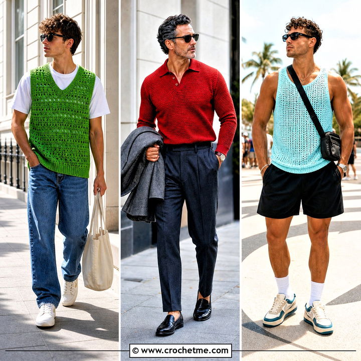 30 Men Crochet Top Outfit Ideas for a Fresh Summer Style