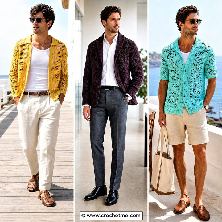 30 Mens Crochet Cardigan Sweater Outfit Ideas for Fresh Fall Style