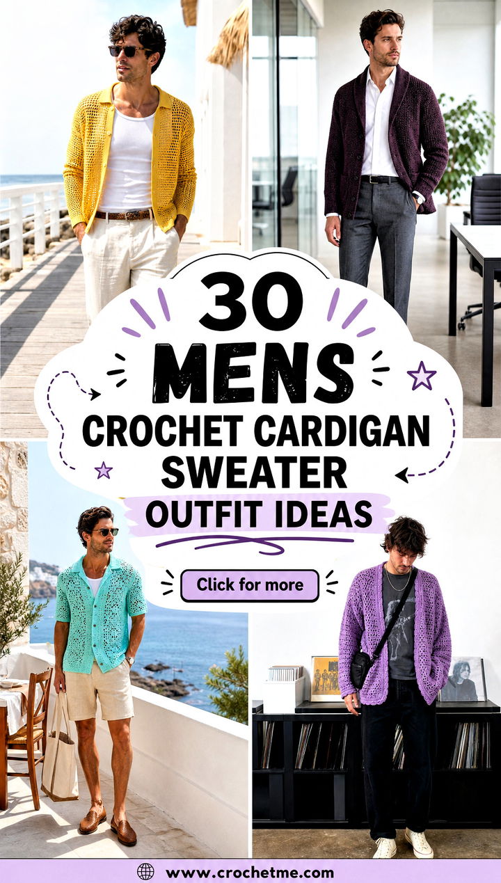 30 mens crochet cardigan sweater outfit ideas - 30 mens crochet cardigan sweater outfit ideas