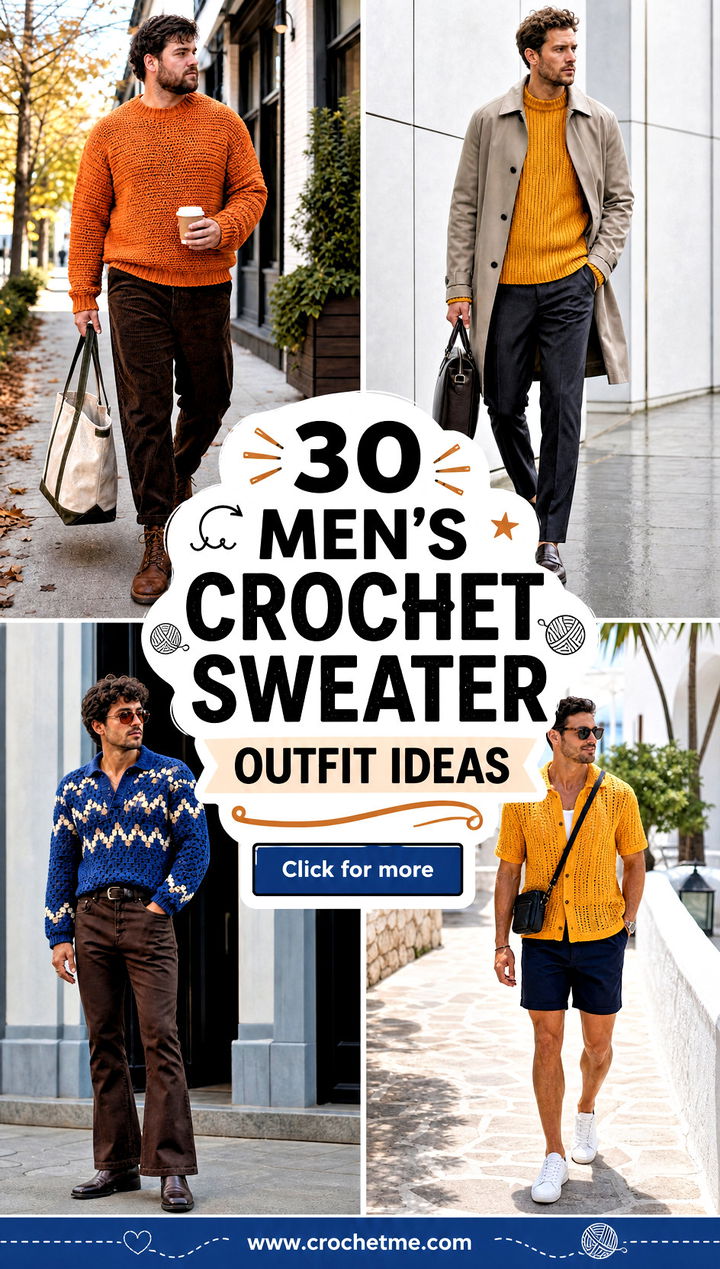30 mens crochet sweater outfit ideas - 30 men’s crochet sweater outfit ideas