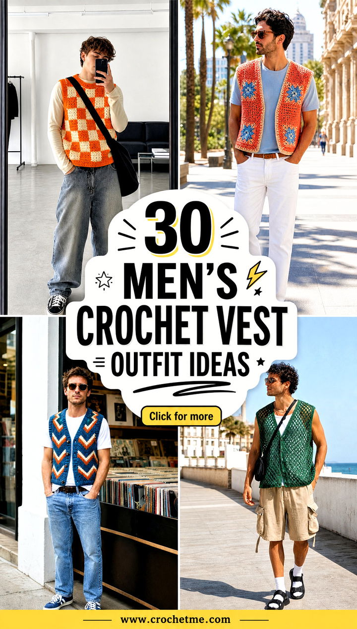 30 mens crochet vest outfit ideas - 30 men’s crochet vest outfit ideas