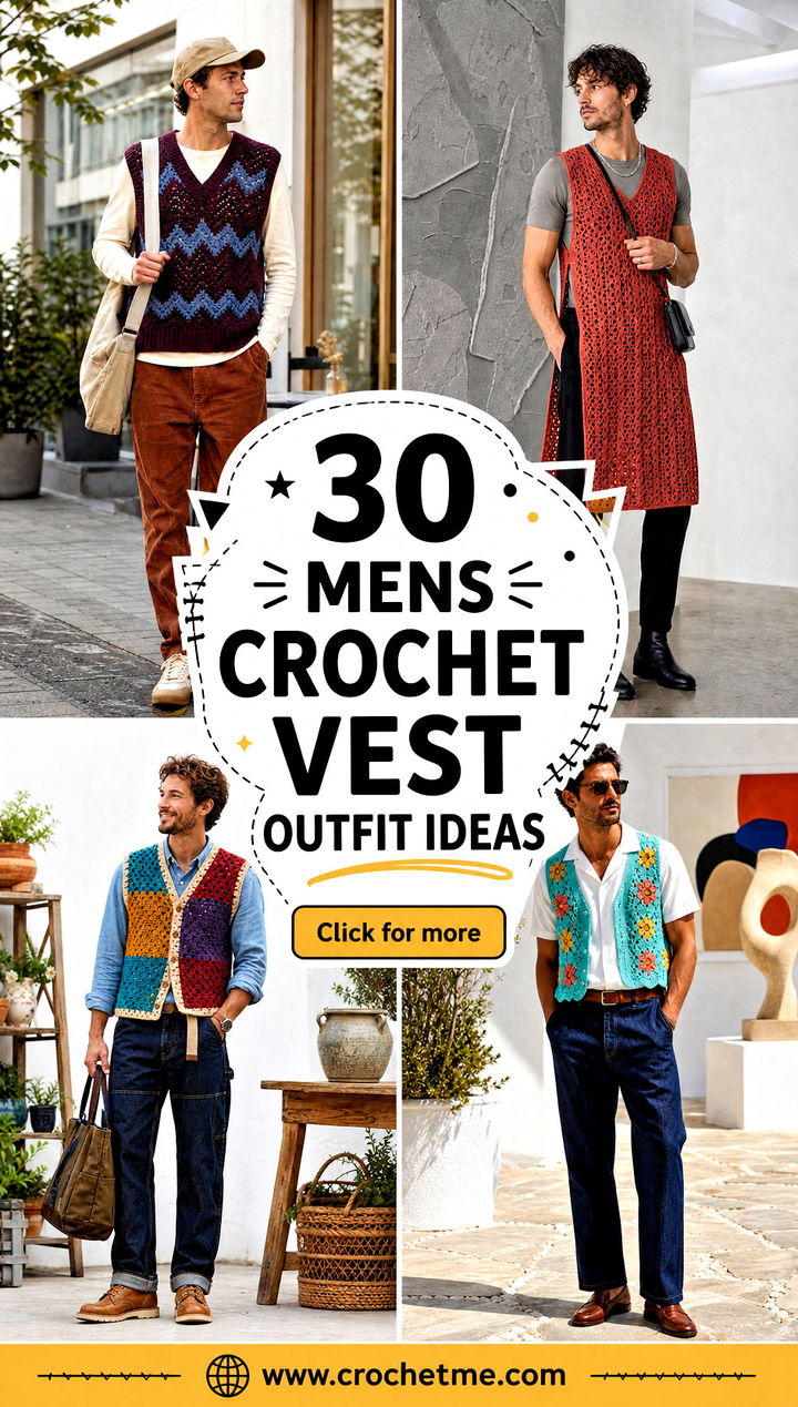 30 mens crochet vest outfit ideas - 30 mens crochet vest outfit ideas