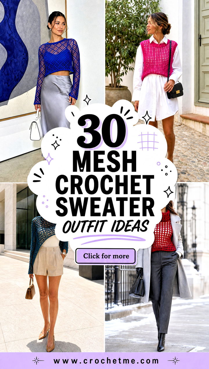 30 mesh crochet sweater outfit ideas - 30 mesh crochet sweater outfit ideas