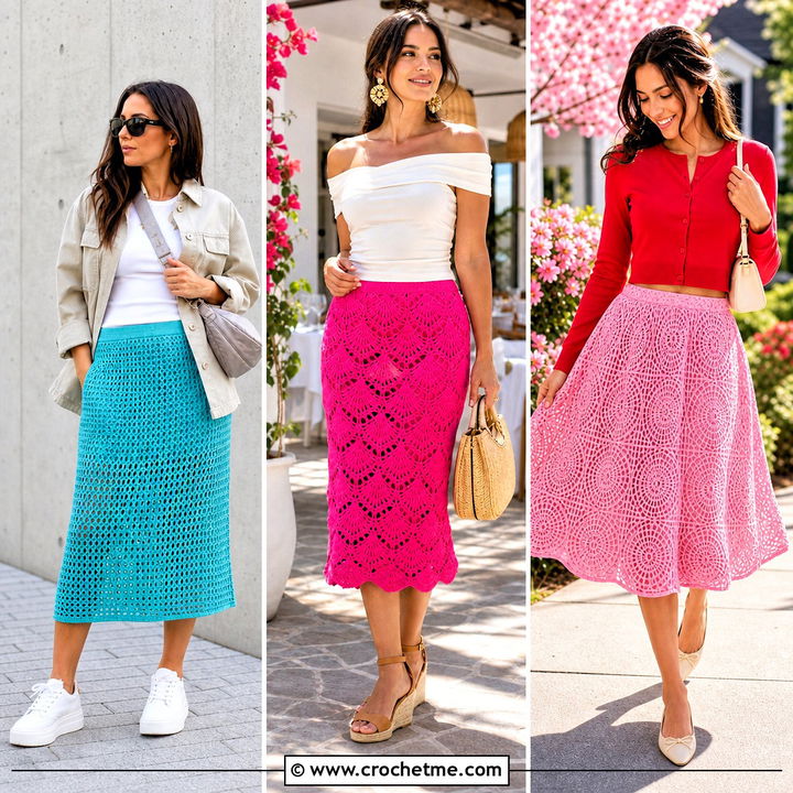 30 Midi Crochet Skirt Outfit Ideas for Chic Transitional Style