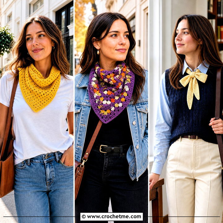 30 Mini Crochet Scarf Outfit Ideas for Creative Winter Style