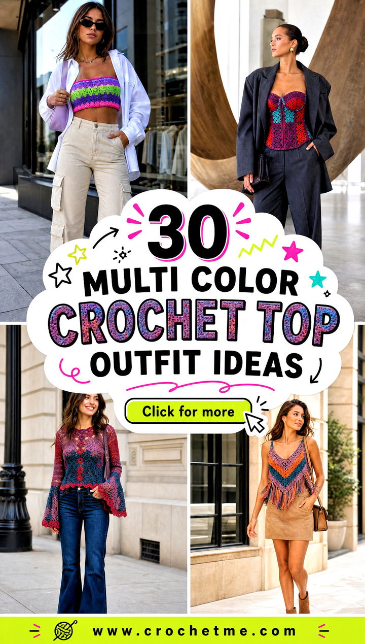 30 multi color crochet top outfit ideas - 30 multi color crochet top outfit ideas