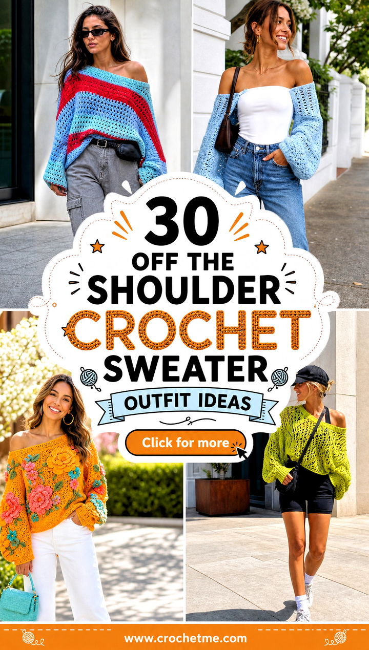30 off the shoulder crochet sweater outfit ideas - 30 off the shoulder crochet sweater outfit ideas