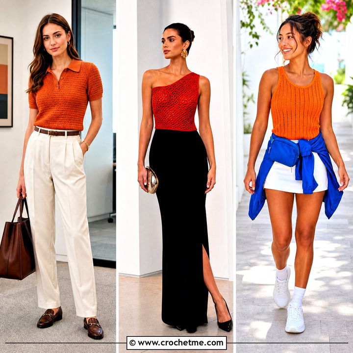 30 Orange Crochet Top Outfit Ideas for Bold Summer Style