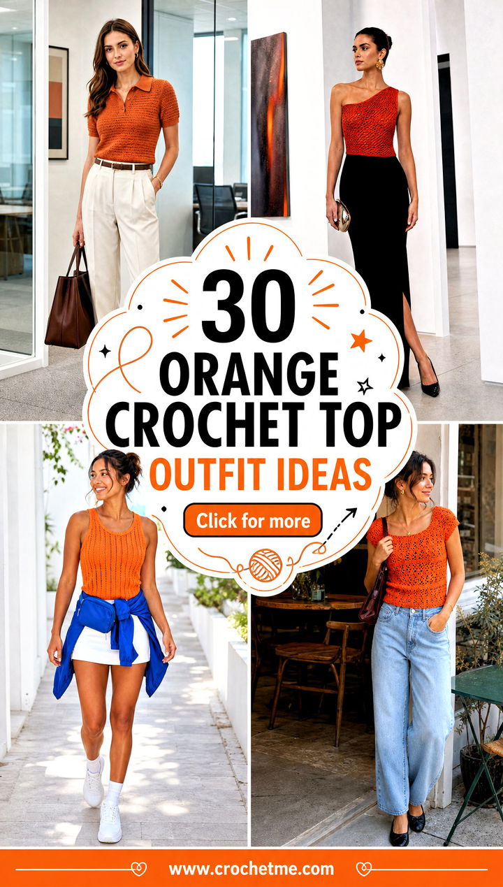 30 orange crochet top outfit ideas - 30 orange crochet top outfit ideas