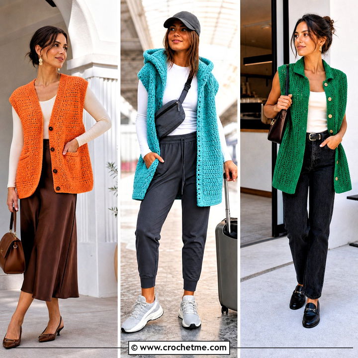 30 Oversize Crochet Vest Outfit Ideas for Chic Layering