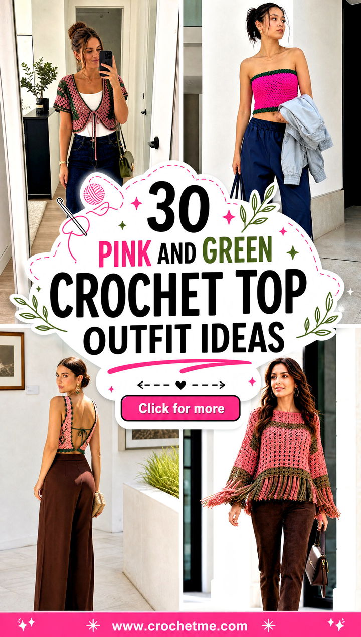 30 pink and green crochet top outfit ideas - 30 pink and green crochet top outfit ideas