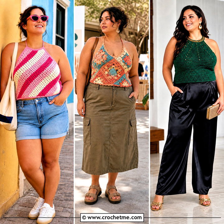 30 Plus Size Crochet Halter Top Outfit Ideas for Summer