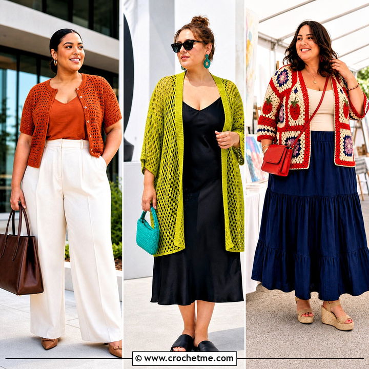 30 Plus Size Crochet Summer Cardigan Outfit Ideas for Breezy Days