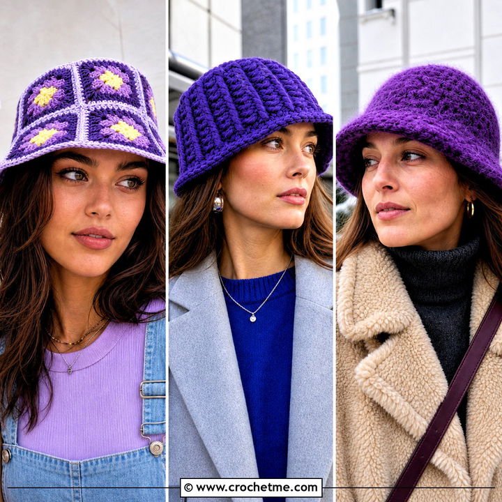 30 Purple Crochet Bucket Hat Outfit Ideas for Sunny Days