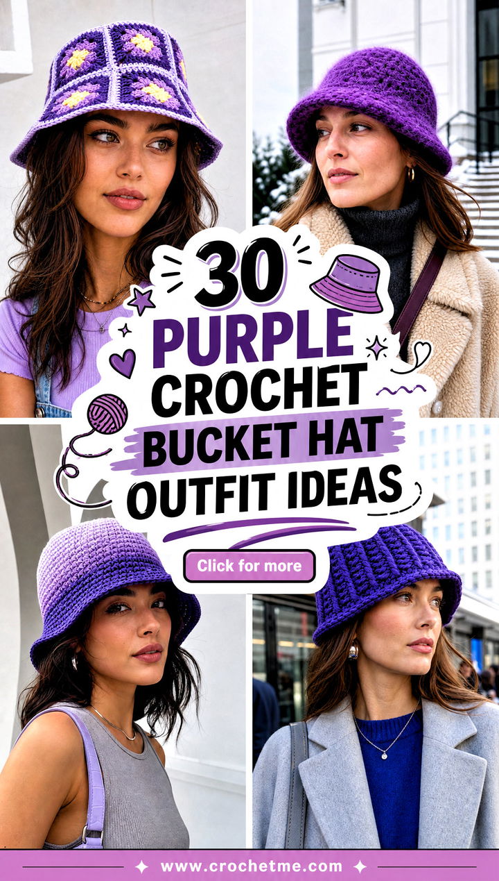 30 purple crochet bucket hat outfit ideas - 30 purple crochet bucket hat outfit ideas
