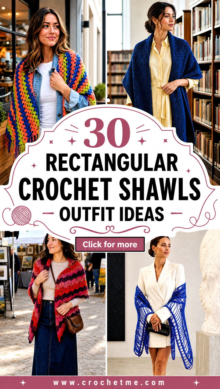 30 rectangular crochet shawls outfit ideas - 30 rectangular crochet shawls outfit ideas