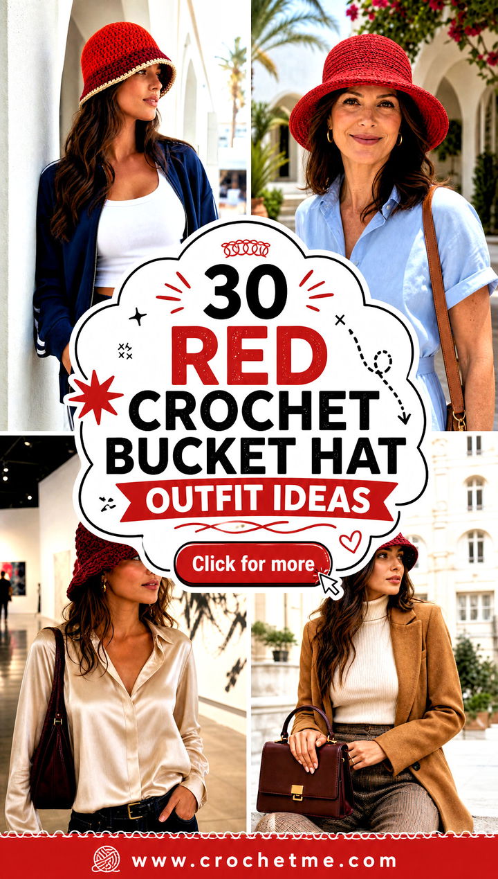 30 red crochet bucket hat outfit ideas - 30 red crochet bucket hat outfit ideas