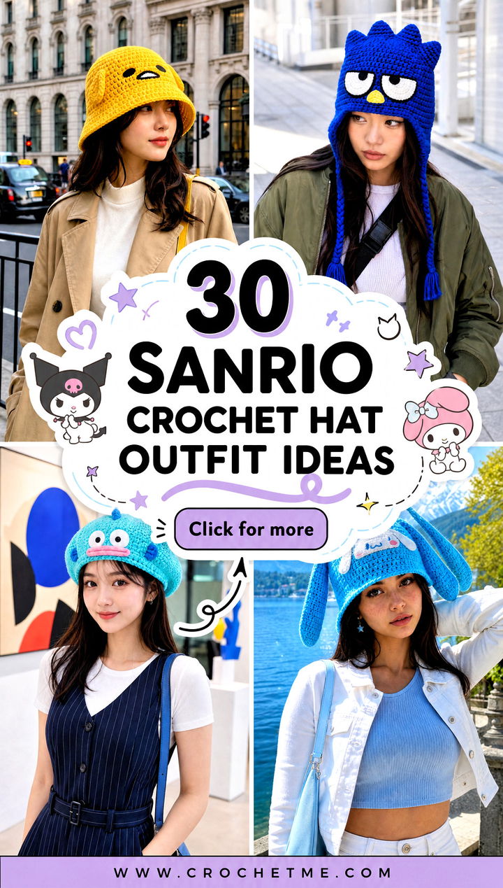 30 sanrio crochet hat outfit ideas - 30 sanrio crochet hat outfit ideas